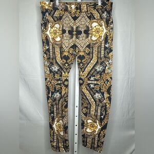 Zara Black and Gold Ornate Pattern Chinos